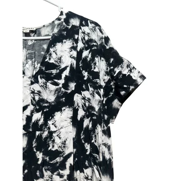 Whistles Hannah Suki Floral Abstract Tunic Dress Women 8 Black White Knee Length - Picture 15 of 16